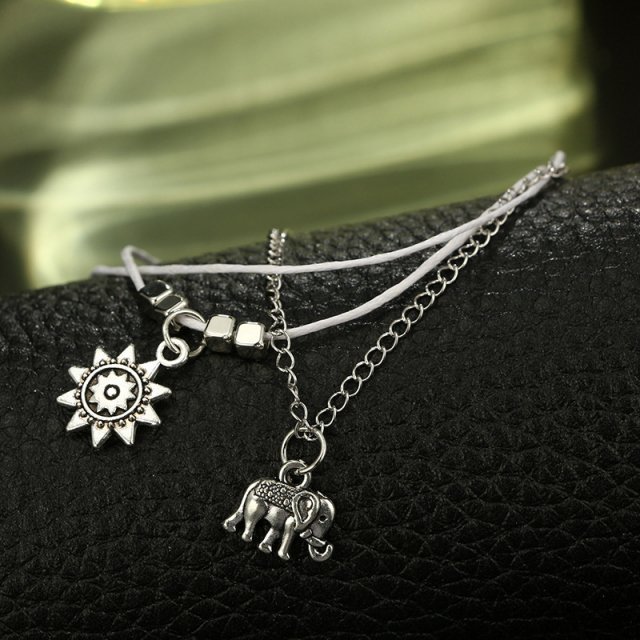 Bohemian Star Elephant Double Layer Anklet for Women - Image 5