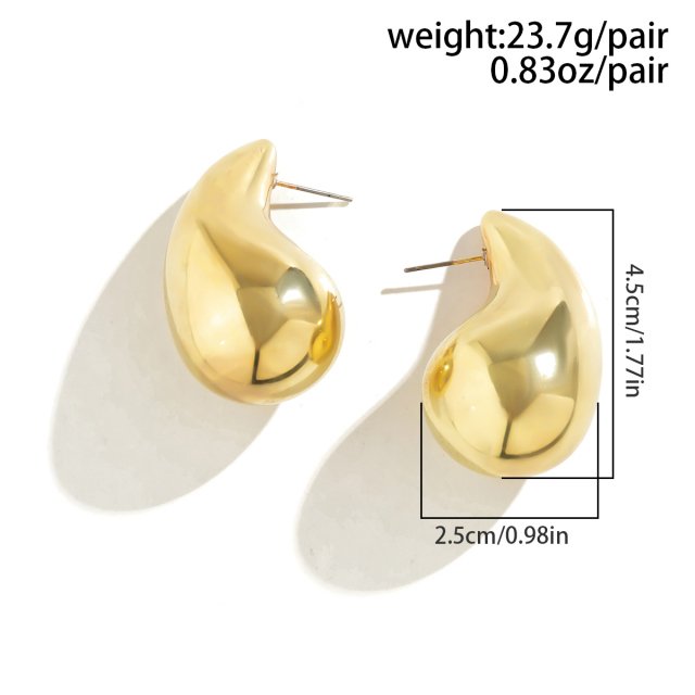Trendy Gold Chunky Water Drop Dome Stud Earrings - Image 8