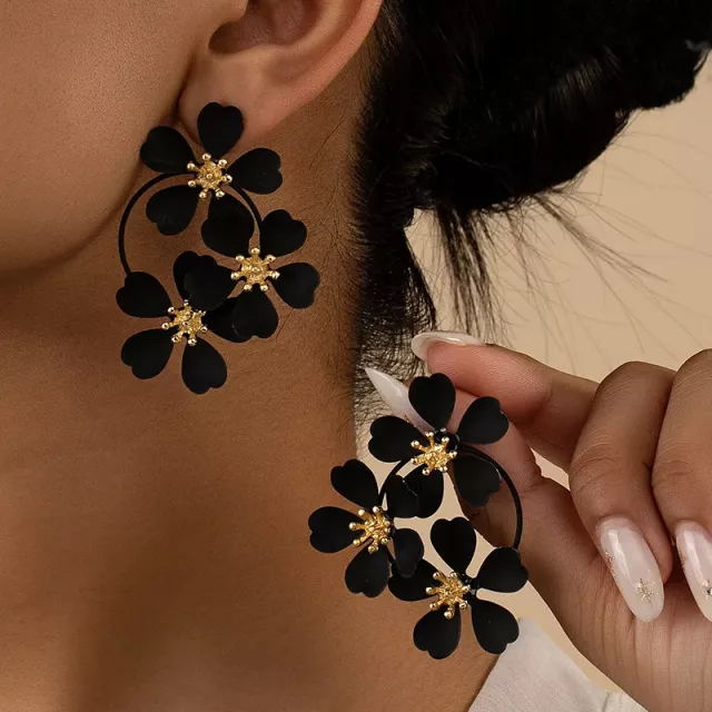Luxurious Camellia Flower Dangle Earrings for Women - Image 3