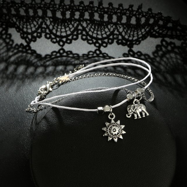 Bohemian Star Elephant Double Layer Anklet for Women - Image 4
