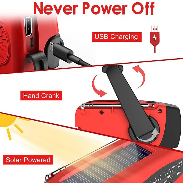 Solar Hand Crank LED Camping Lantern with AM/FM Radio and USB Charger - Image 6