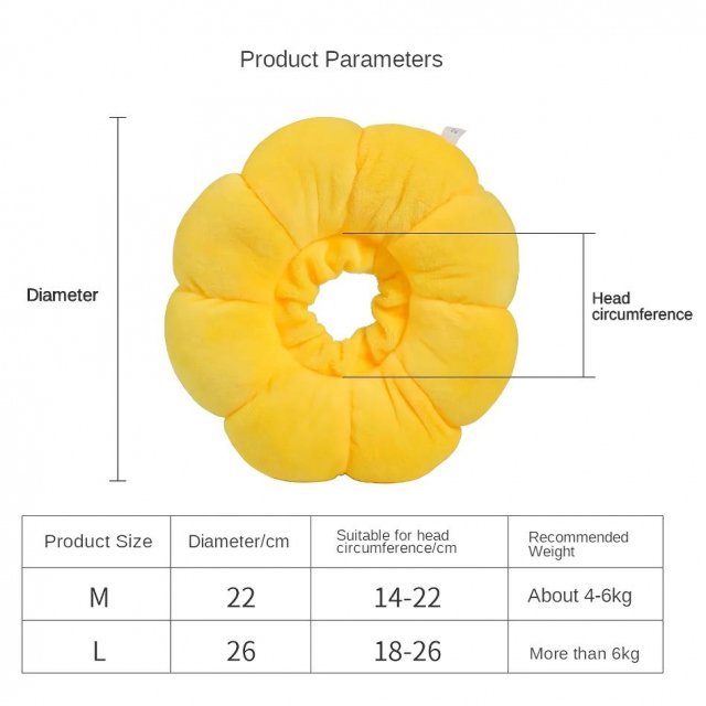 Yellow Cotton Sunflower Shaped Anti-Lick Bite Neck Collar for Cats - Image 6