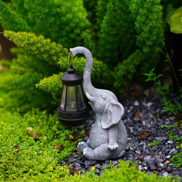 Solar-Powered Elephant Lantern Statue - Image 5
