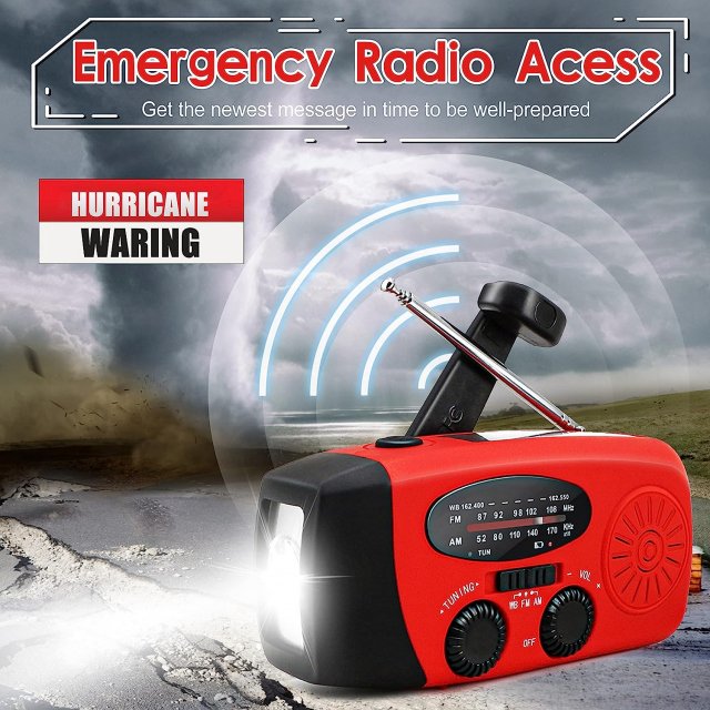 Solar Hand Crank LED Camping Lantern with AM/FM Radio and USB Charger - Image 3