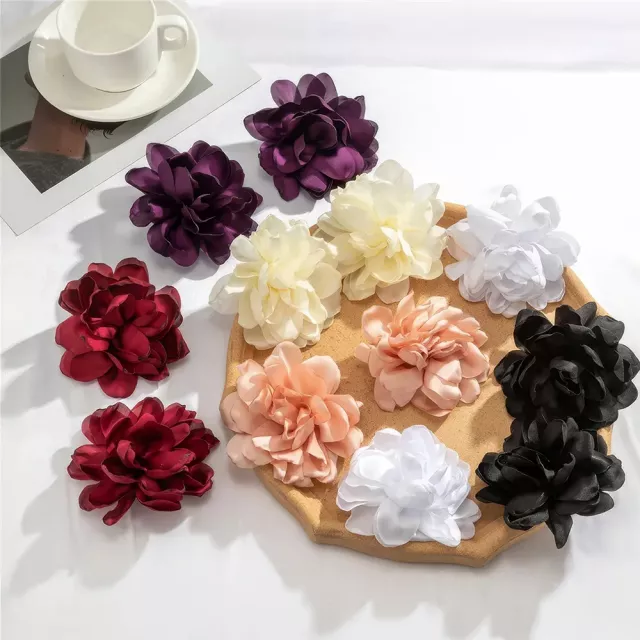 Exaggerated Fluffy Fabric Flower Stud Earrings - Image 3