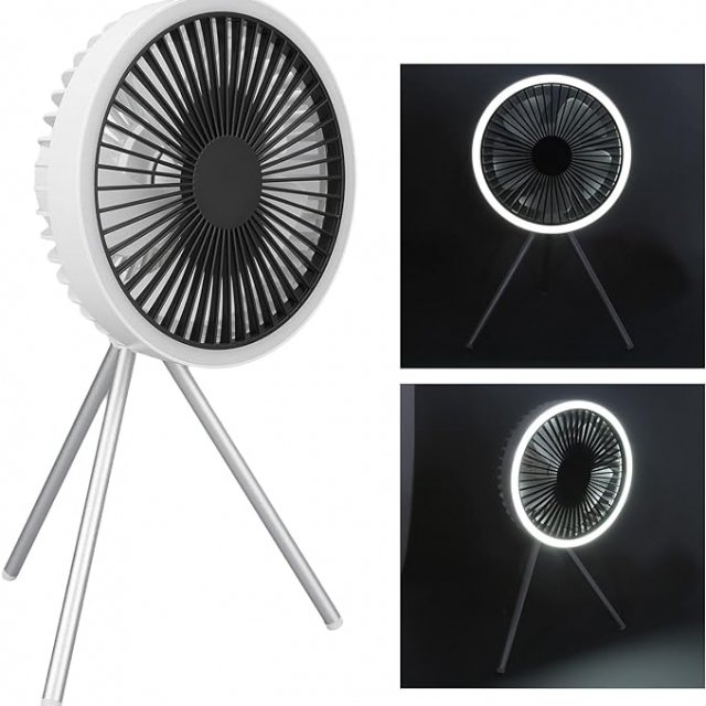 Rechargeable 10,000mAh Camping Fan with LED Lighting and Power Bank - Image 9