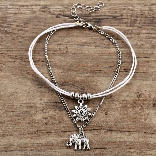 Bohemian Star Elephant Double Layer Anklet for Women - Image 6