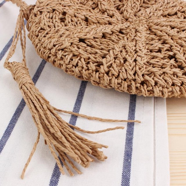 Bohemian Rattan Round Crossbody Bag - Image 4