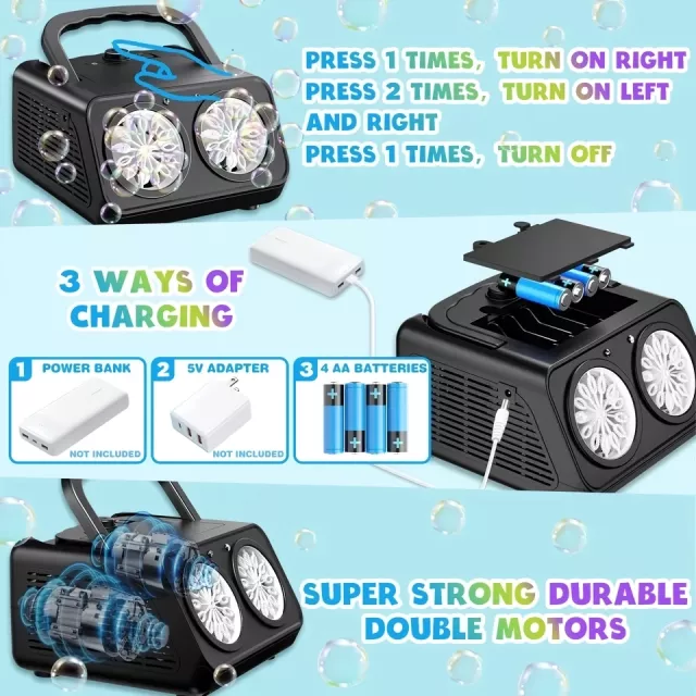 High-Efficiency Bubble Machine with LED Lights - Image 7