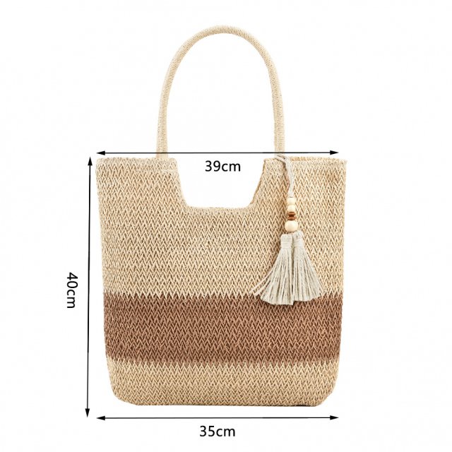 Boho Chic Summer Woven Tote Bag with Tassels - Image 6