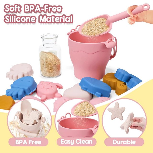 8-Piece Eco-Friendly Silicone Beach Playset for Children - Image 4
