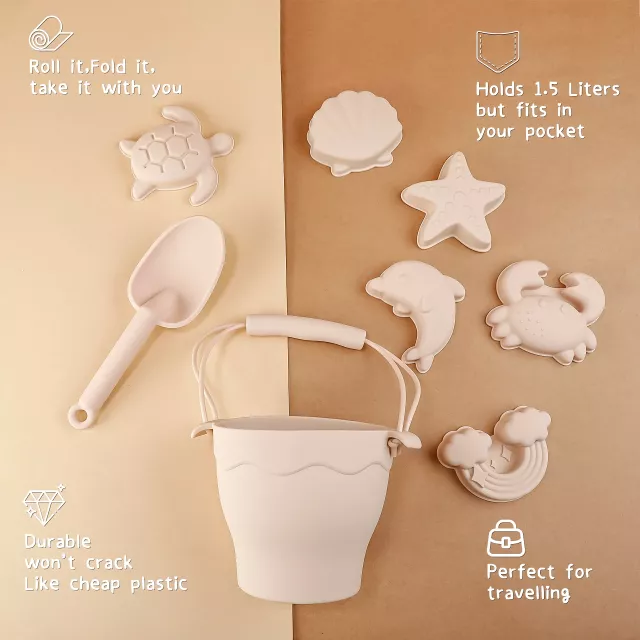 8-Piece Eco-Friendly Silicone Beach Playset for Children - Image 6