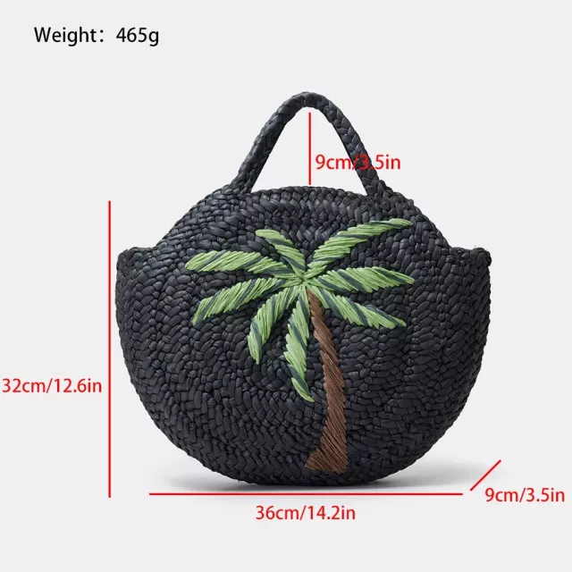 Summer Beach Embroidered Straw Tote Bag for Women - Image 7