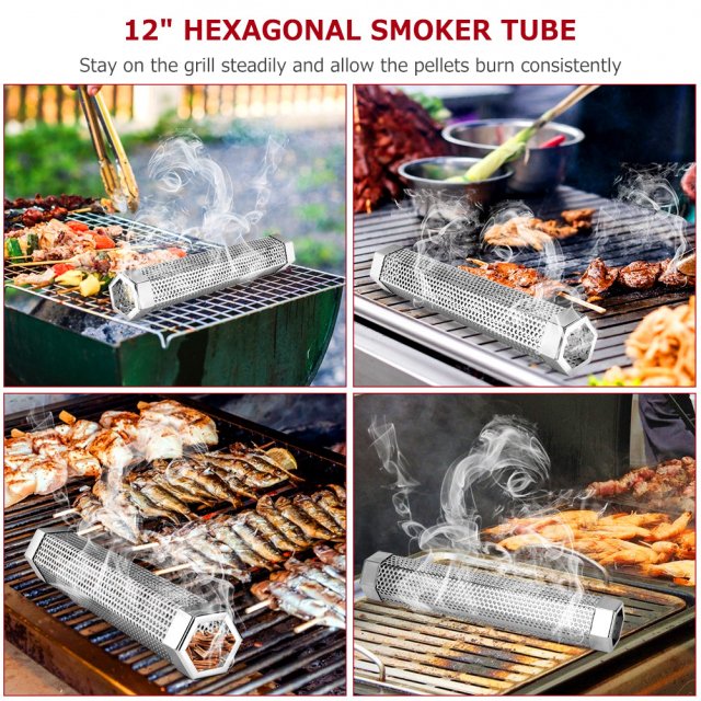 Hexagon Stainless Steel Smoker Tube for BBQs and Grills - Image 4