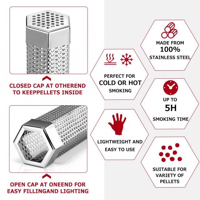Hexagon Stainless Steel Smoker Tube for BBQs and Grills - Image 3
