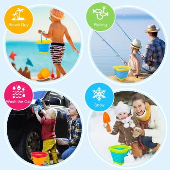 Portable Collapsible Silicone Beach Bucket for Kids Activity & Entertainment Kids & Babies