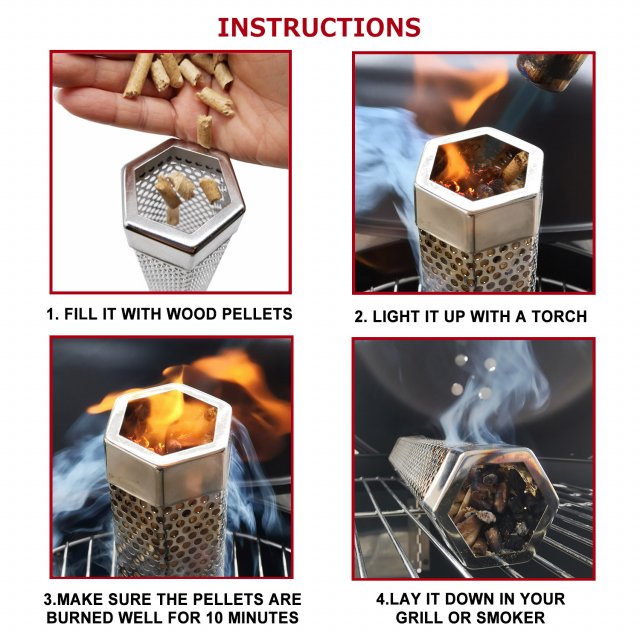 Hexagon Stainless Steel Smoker Tube for BBQs and Grills - Image 5