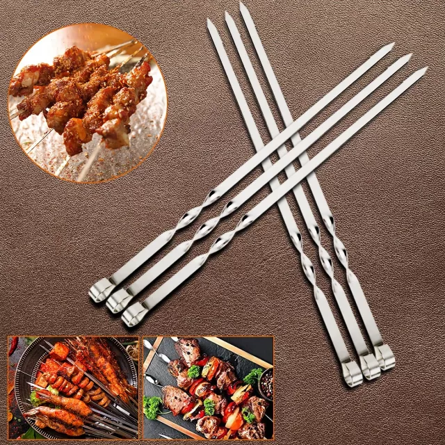 Wide Stainless Steel Barbecue Skewers (6 pcs) - Image 6