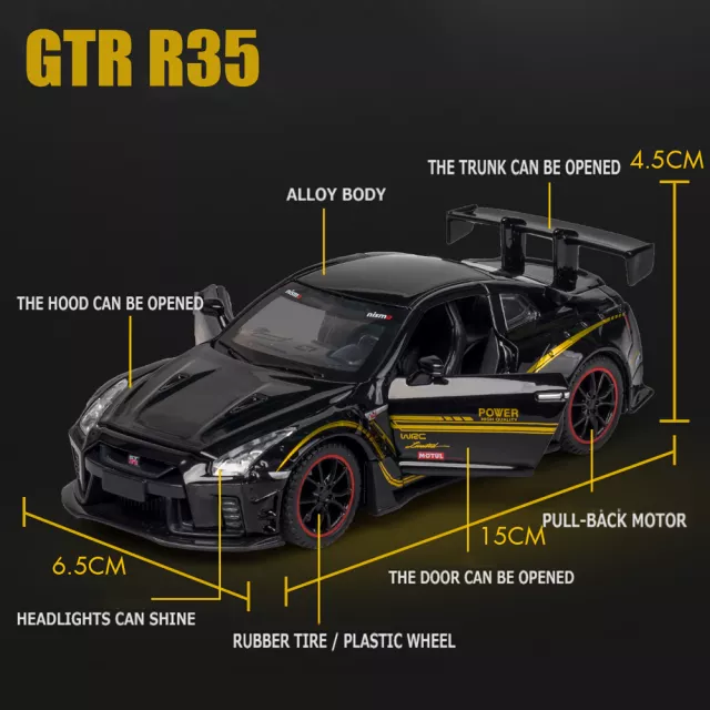 1:32 Scale Diecast Sports Car Model - Skyline R34 R35 - Image 3