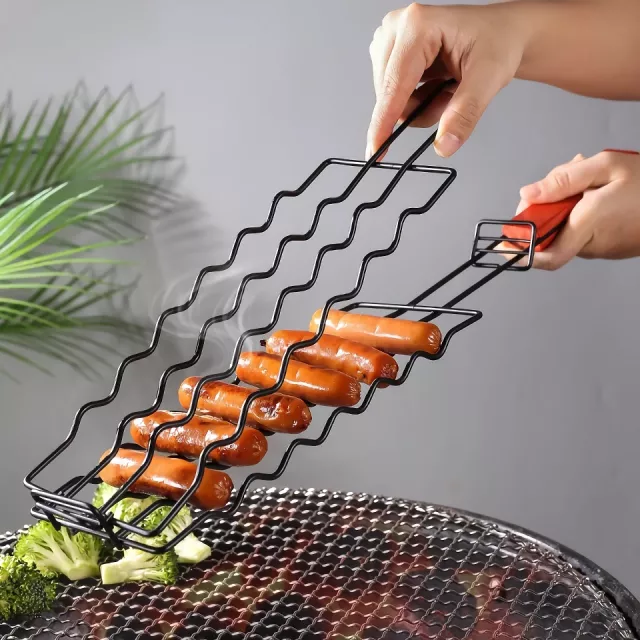Stainless Steel BBQ Hot Dog Grill Basket - Image 4