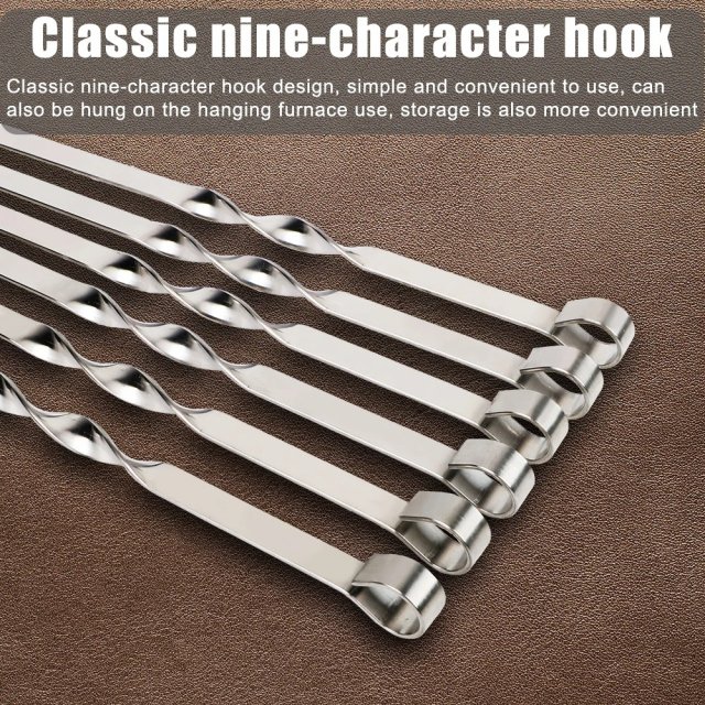 Wide Stainless Steel Barbecue Skewers (6 pcs) - Image 5