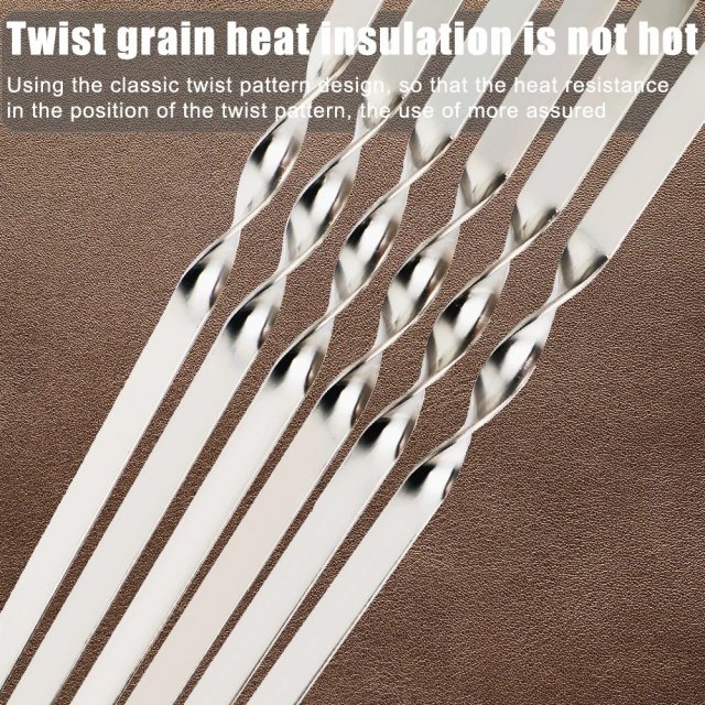 Wide Stainless Steel Barbecue Skewers (6 pcs) - Image 3