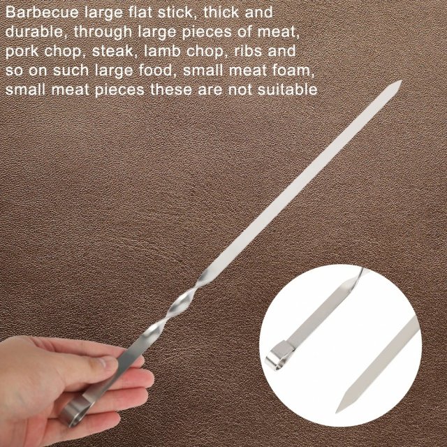 Wide Stainless Steel Barbecue Skewers (6 pcs) - Image 4