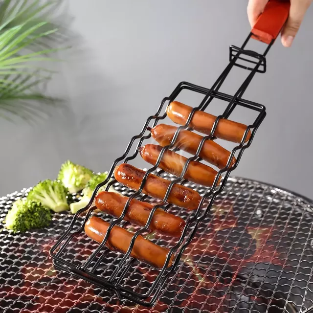 Stainless Steel BBQ Hot Dog Grill Basket - Image 3