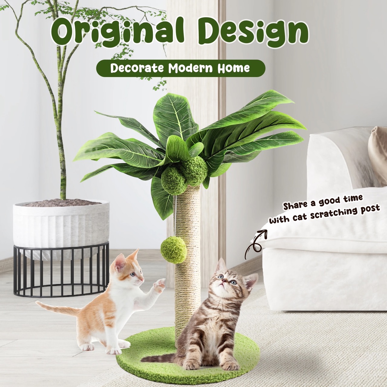 Green Leaves Cat Scratching Post Indoor Supplies Pets