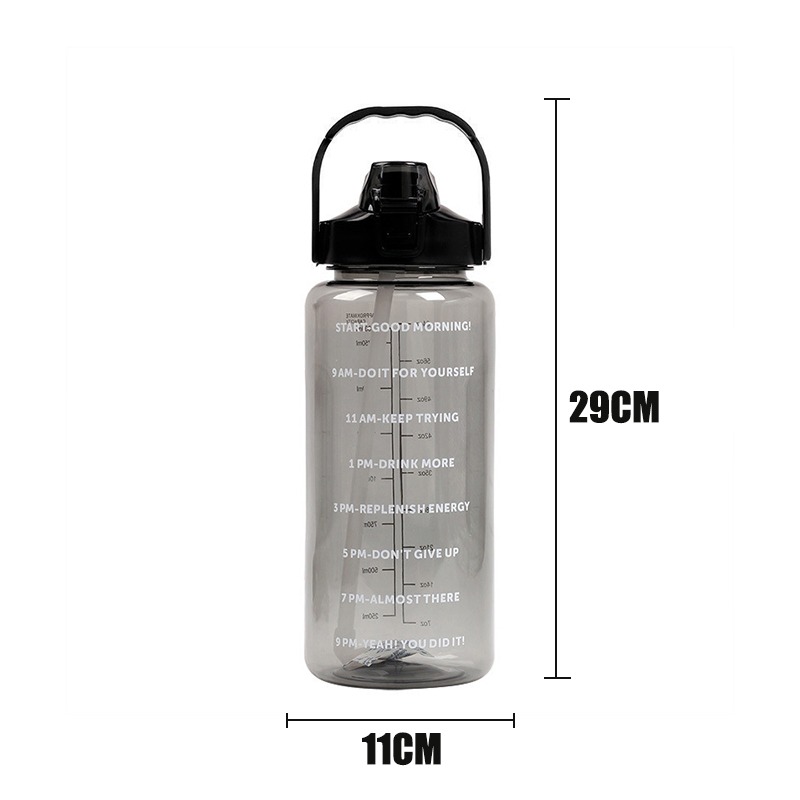 2L Motivational Straw Water Bottle for Hydration Sport & Outdoors Sports & Fitness