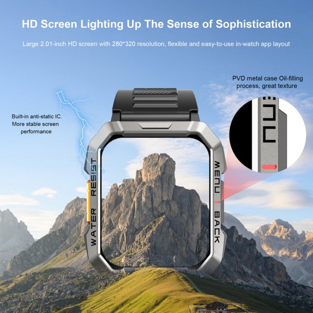 Rugged HD Smartwatch with Emergency Light & Bluetooth Calling - Image 5