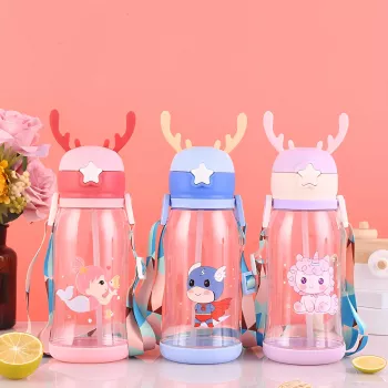 600ml Cartoon Antler Sippy Cup for Kids