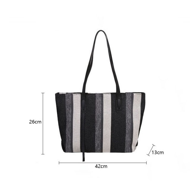 Striped Canvas Tote Bag - Image 7