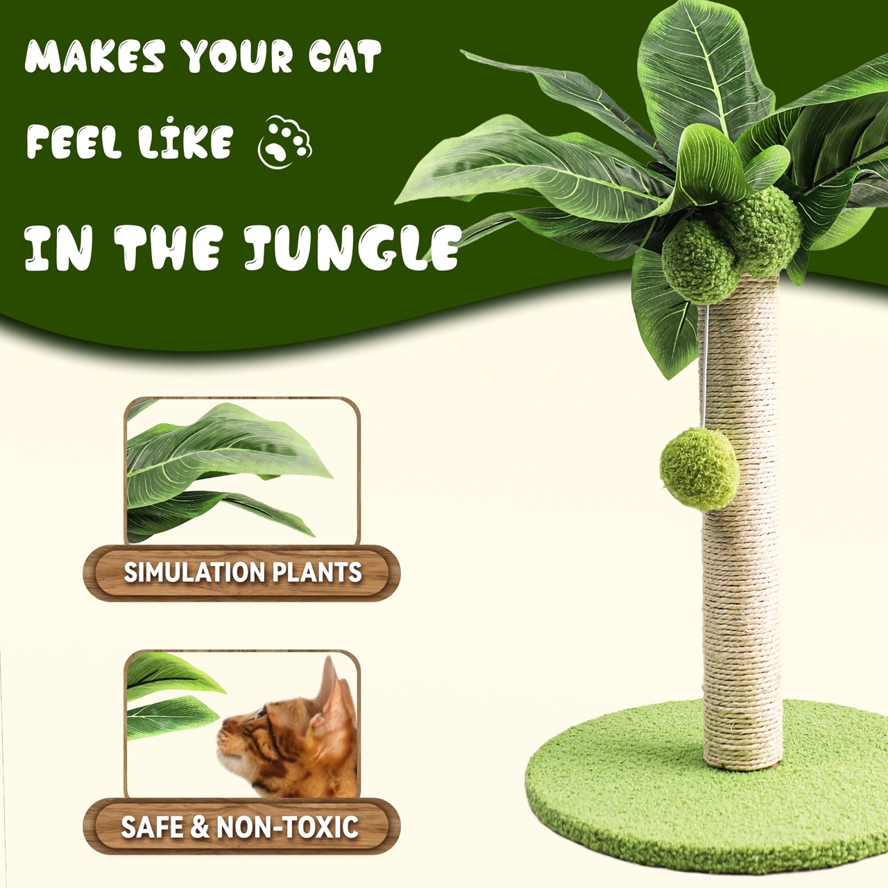 Green Leaves Cat Scratching Post Indoor Supplies Pets