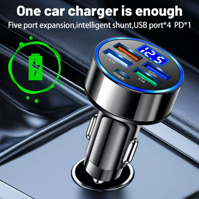 250W LED Car Charger with 5 Ports - Image 6