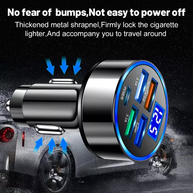 250W LED Car Charger with 5 Ports - Image 2