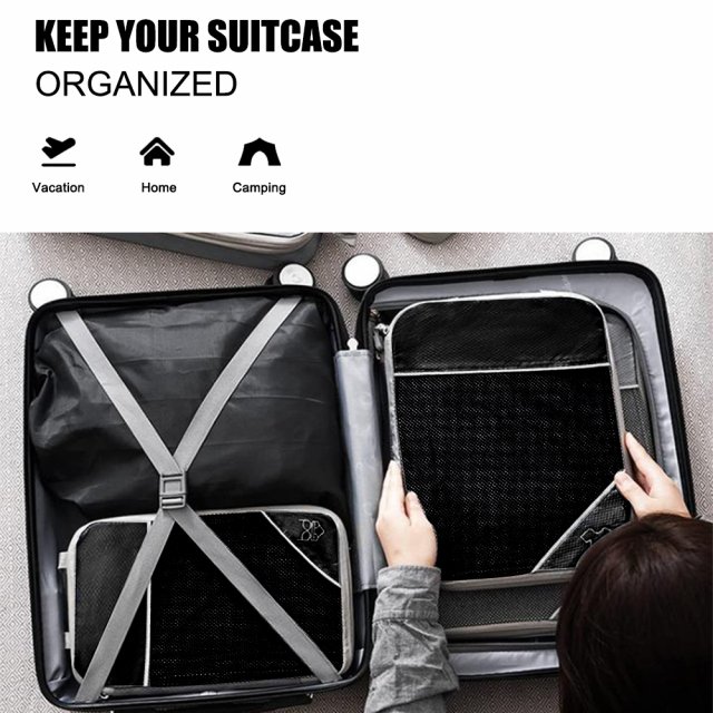 Travel Organizer Set - Compressed Packing Cubes & Lightweight Shoe Bag - Image 4