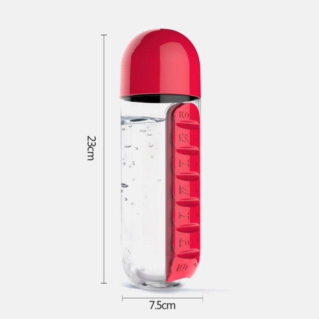 2 in 1 600ml Medicine Box Water Bottle Organizer - Image 7