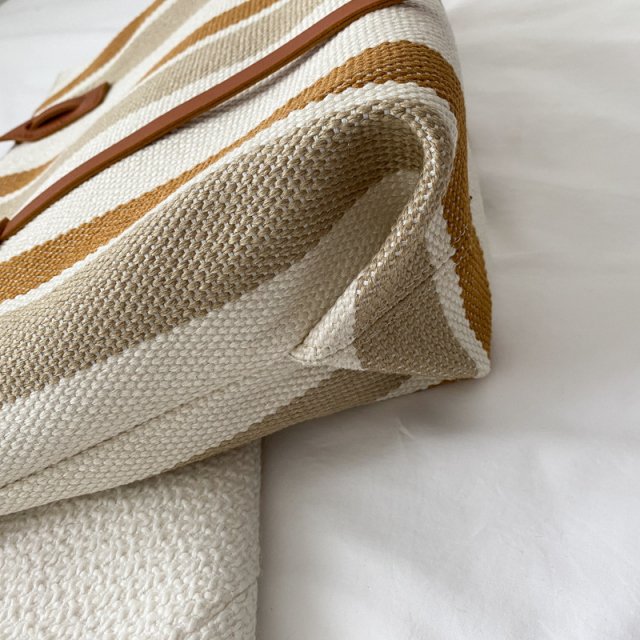 Striped Canvas Tote Bag - Image 5