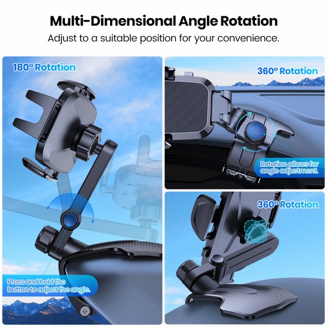Dashboard Car Phone Holder Clip Mount, One-Handed GPS Stand for Safe Driving - Image 3