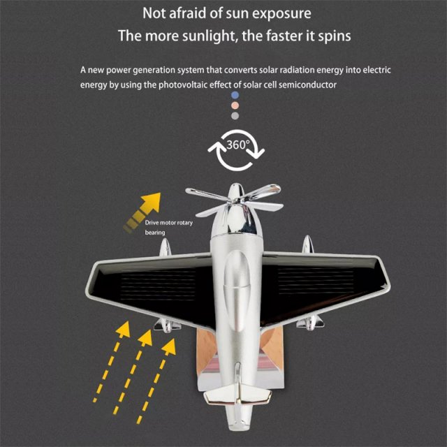 Solar Powered Aircraft Car Ornament with Aromatherapy Function - Image 3
