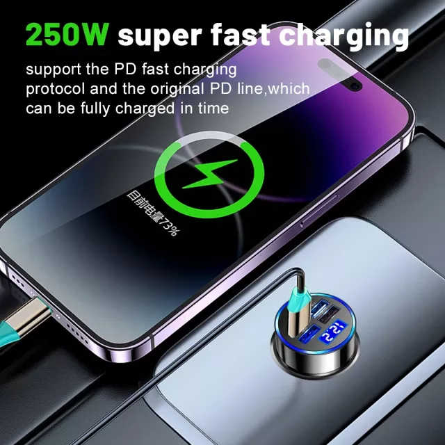 250W LED Car Charger with 5 Ports - Image 5