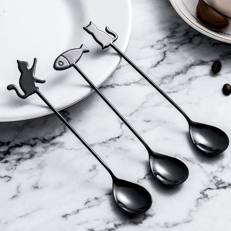 Cute Cat Stainless Steel Coffee Spoon Home & Garden Kitchen & Dining