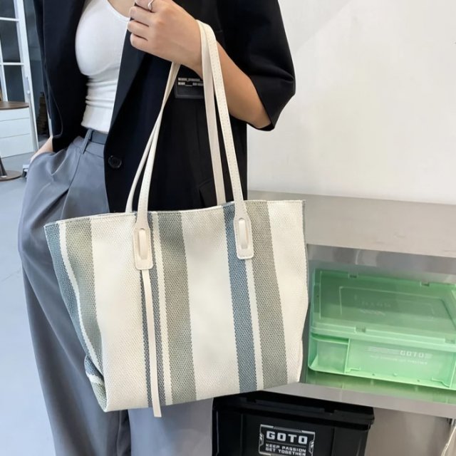 Striped Canvas Tote Bag - Image 8