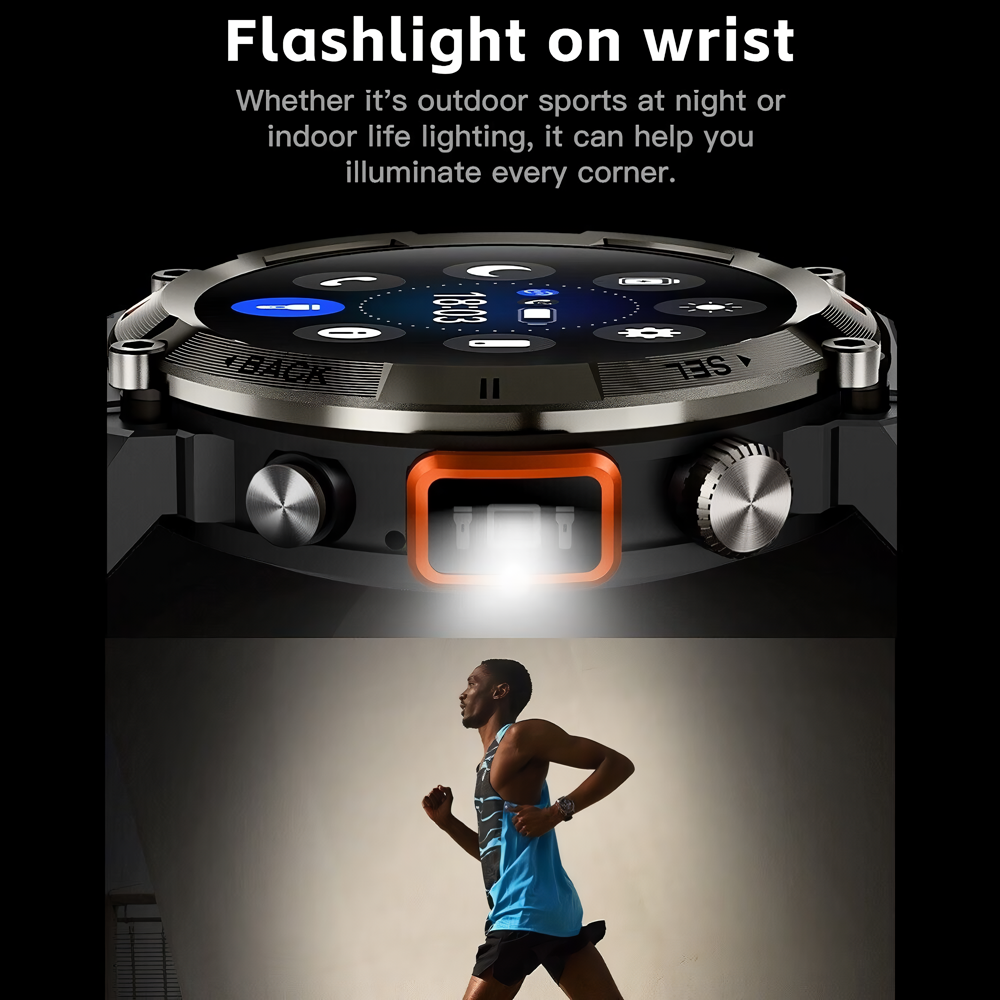 Bluetooth Smart Watch with Flashlight and Health Tracker Gadgets Smartwatches