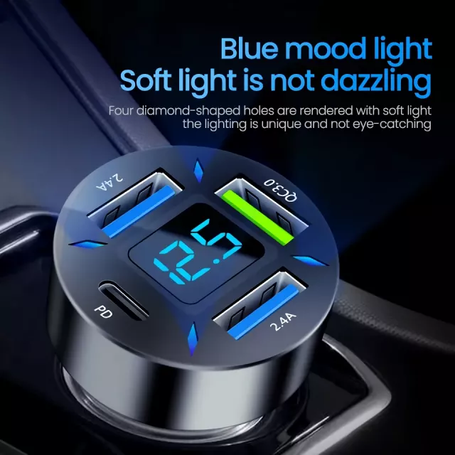 66W 4-Port USB Car Charger | Fast Charging PD Quick Charge 3.0 - Image 5