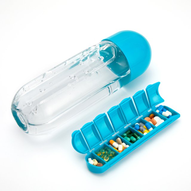 2 in 1 600ml Medicine Box Water Bottle Organizer - Image 6