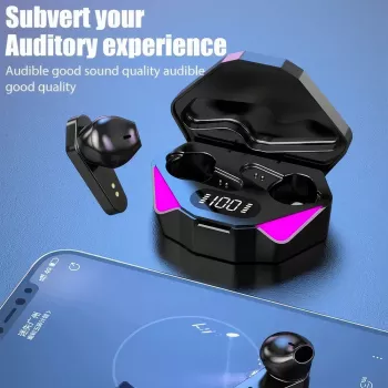 Wireless Bluetooth Earbuds with Gamer Display & Mic