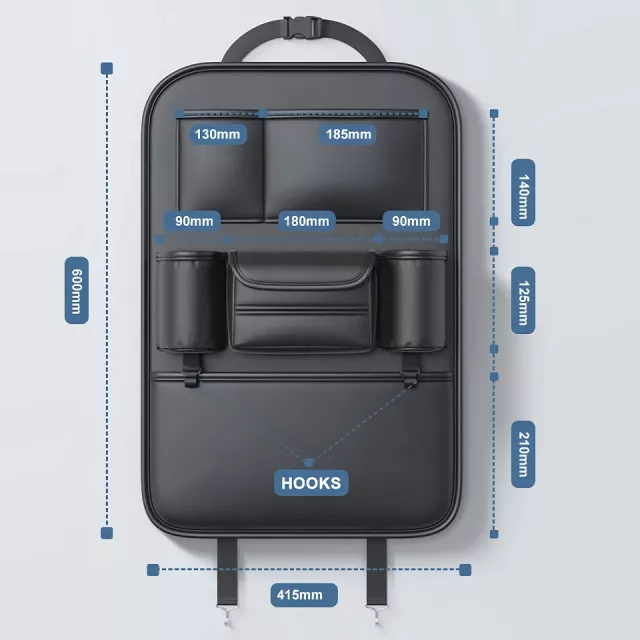 Upgraded 6-Pocket Car Seat Back Storage Bag with Cup & Tissue Holder - Image 9