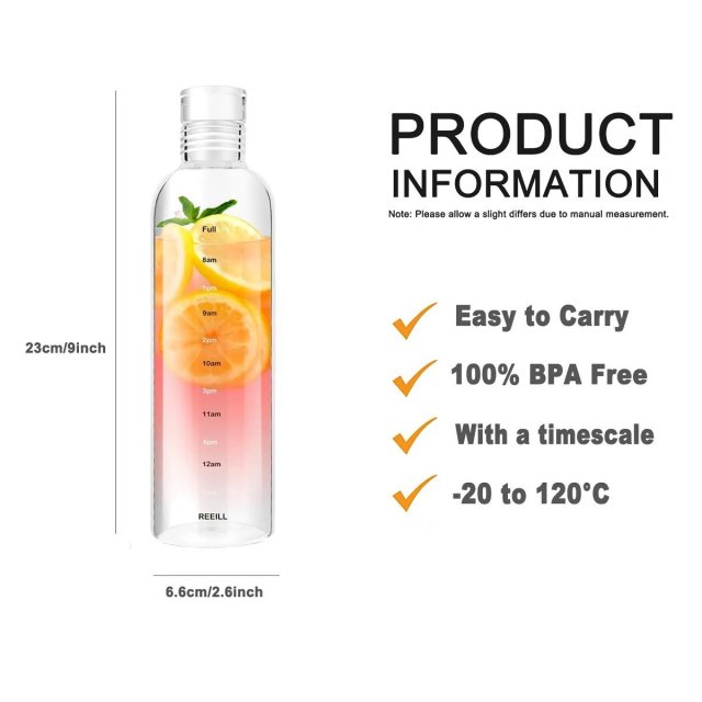 Transparent Plastic Time Marker Water Bottle - Image 4